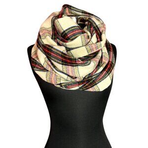 Aldo Plaid Flannel Infinity Scarf Red Cream Yellow Unisex